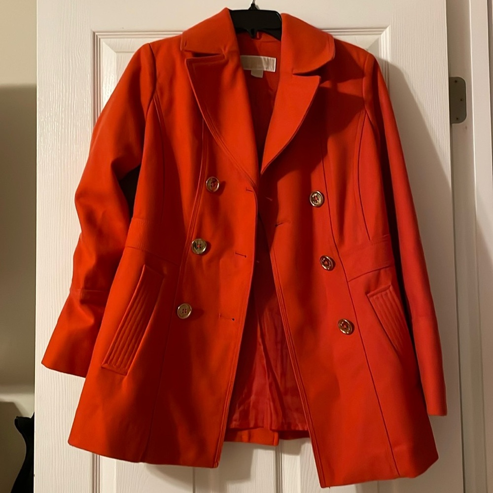 Orange Red Michael Kors Pea Coat